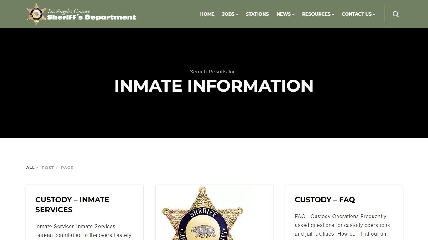 Search Results for “inmate information” | Los Angeles County Sheriff's ...